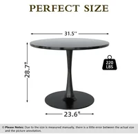 32 Inch Round Dining Table, Black Tulip Dining Table Tulip Table W/0.71" Thickness & Metal Pedestal Base for 2 to 4 People 2
