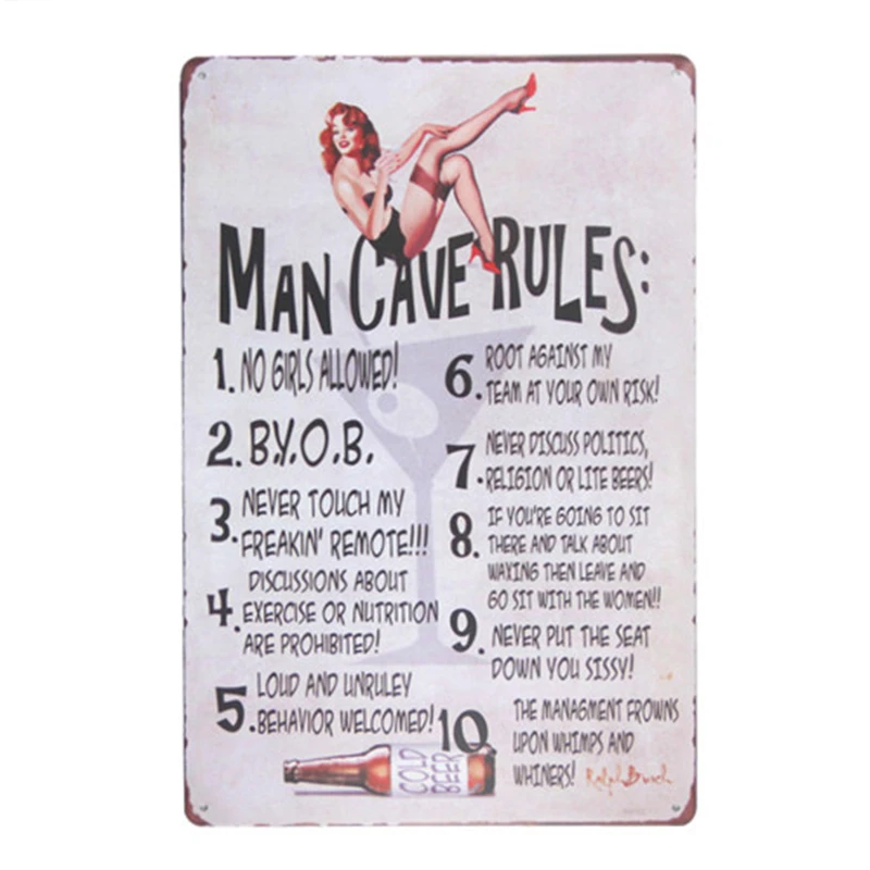 

Garage rules Pin-up girl Coffee Cafe Wall Vintage Poster Metal Sign Retro Tin Plaque -2