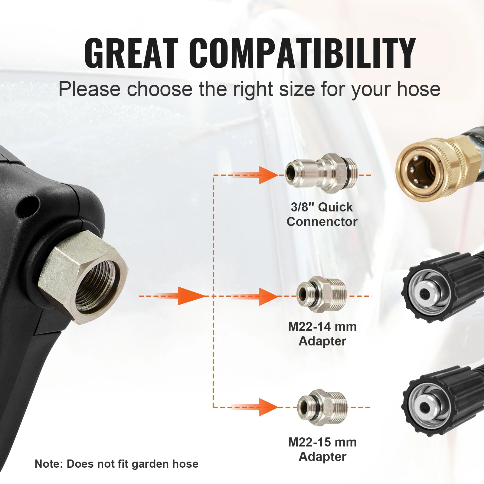 VEVOR Pressure Washer Gun Set Foam Cannon Washer Spay Gun with Connector Nozzle Tips Pressure Washer Handle with Inlet Connector 3