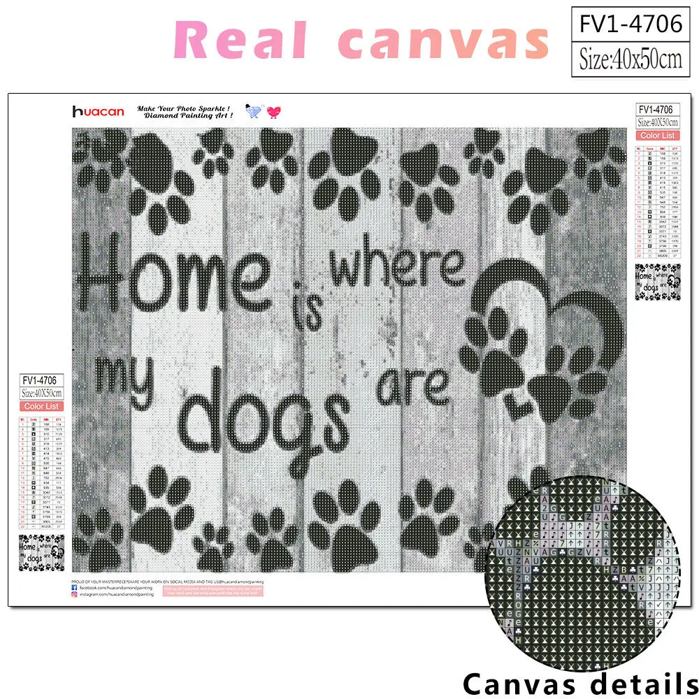 HUACAN Diamond Painting Full Round Square Text 5D DIY Diamond Embroidery Mosaic Home Decor