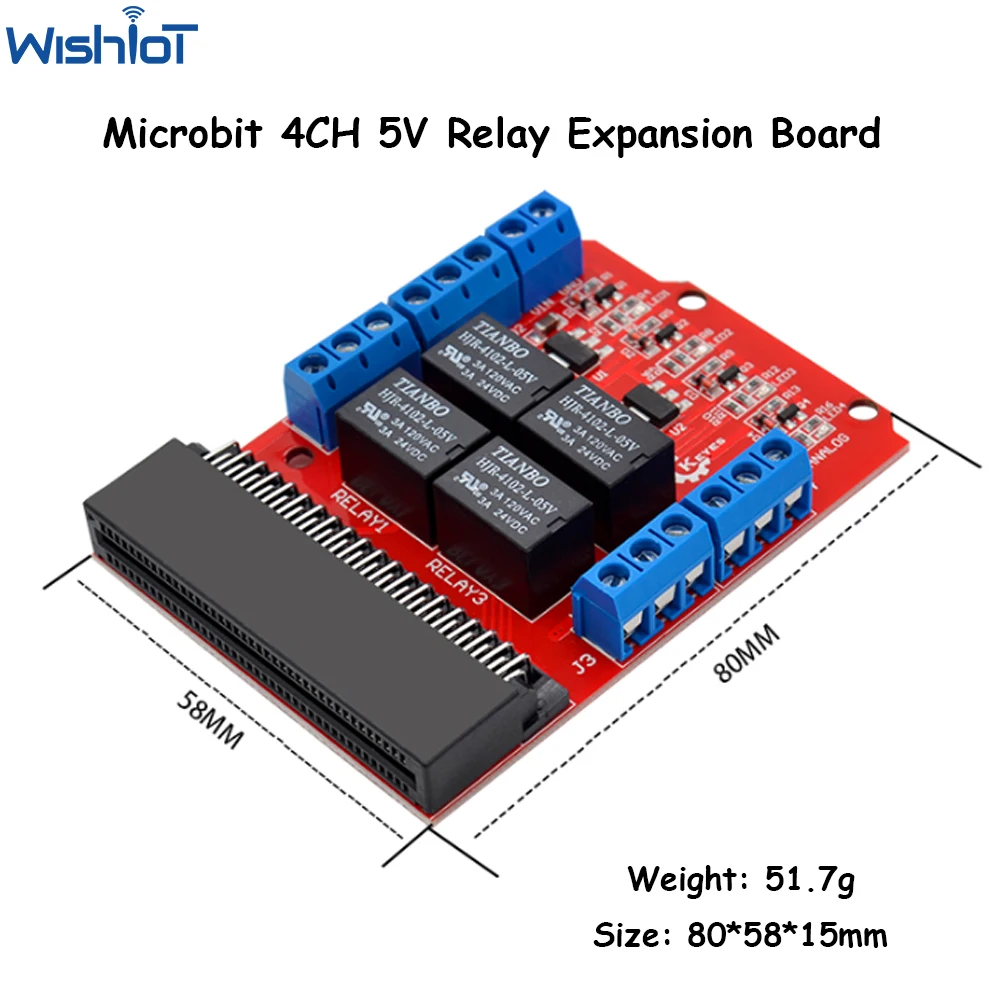 Micro:bit 4 Channel Relay Module Shield 5V High Trigger DIY Programming Educational Kids Class Teaching Microbit Expansion Board 6 channel solid state relay module board high level trigger 5v 2a for arduino uno duemilanove mega2560 mega1280 arm dsp pic