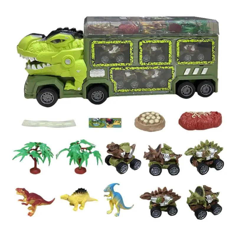 

Dinosaur Truck For Kids Pull Back Carrier Toy Car Vehicles Toy Dinosaur Transport Carrier Truck With Music And Roaring Sound