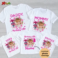 Birthday Tshirts for Family Matching Outfits Girl T Shirt Shirt Birthday Party Clothing Outfit Personalized Name Photo Shirt 3rd 1