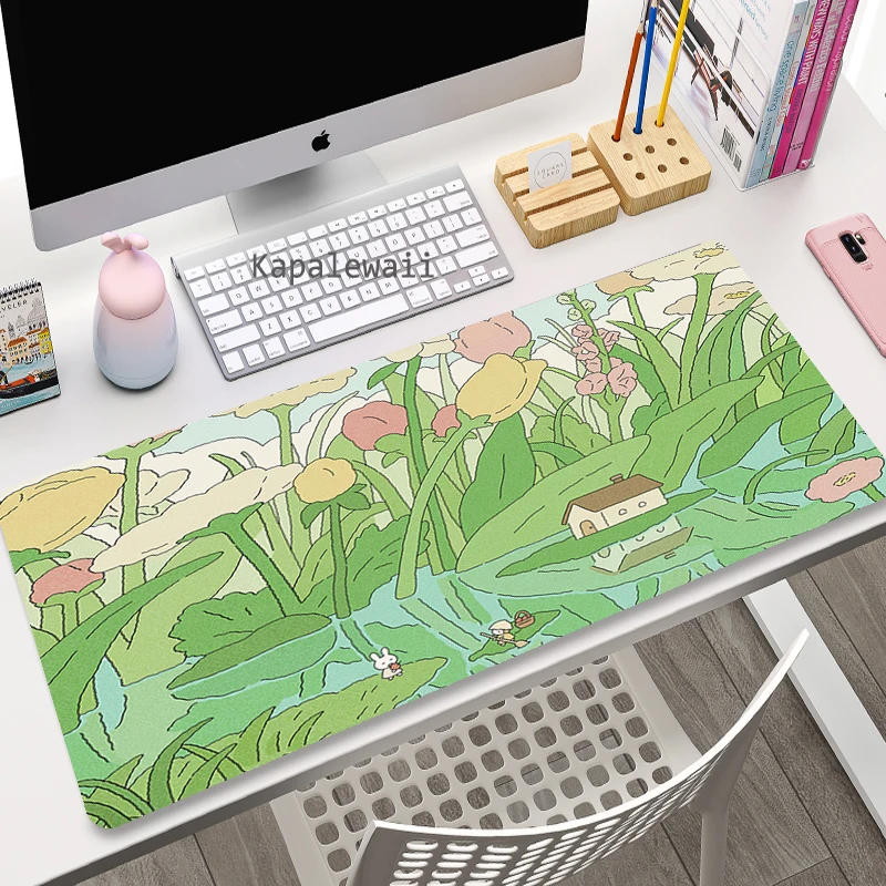 thumbnail image 1 of Alfombrilla de ratón grande para juegos de planta verde, alfombrilla de ratón para gamers tamaño XXL para mesa largo de oficina, escritorio Kawaii para chicas adolescentes y dormitorio, 1 of 5