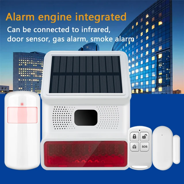 Smarsecur 433MHz Solar Outdoor Waterproof Siren with LED Flashing Light Function as Home Garage Shed Alarm System 5