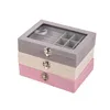 Necklace Earring Jewelry Storage Box Transparent Glass Velvet Organizer Box Dust-proof Household Accessory Packaging Boxs 5