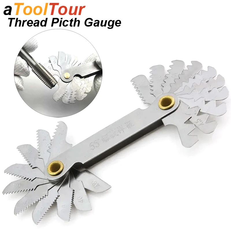 

55 60 Degree Thread Plug Gauge Metric Imperial SAE Gear Tooth Screw Pitch Gage Cutting Measure Lathe Hand Tool Tap Measurement