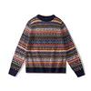 OKONKWO British retro round neck pullover sweater Fair Isle pattern sweater wool blend sweater 5