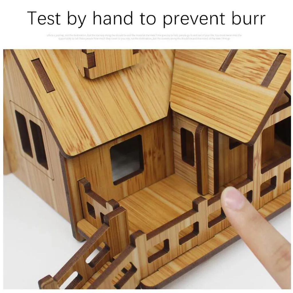 3D Wooden Puzzle Jigsaw Architecture DIY House Villa Kids Boy Girl Educational House Paper Puzzle for Children Birthday Present 3