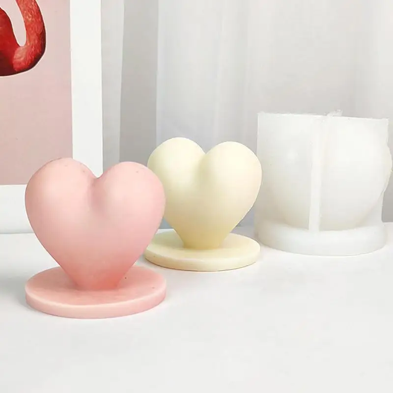 Heart Candle Mold Valentine's Day Silicone Heart Candle Molds Heart Shape Candle Mold With Base For Making Candles Classic Mold