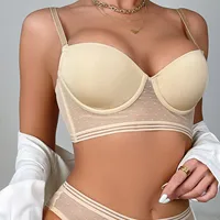Sexy push-up bra plus size big chest bra with underwire lace underwear backless u bra solid T-Shirt bra summer 5
