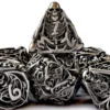 DND Metal Set Dice 7 Role Playing Dice Skull Feature, Hollow Metal D&D Dice Dungeon and Dragon 4