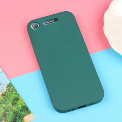Sand Matte Soft Silicone Full Protection Shockproof Phone Case Cover for XZ2 Compact (Green)