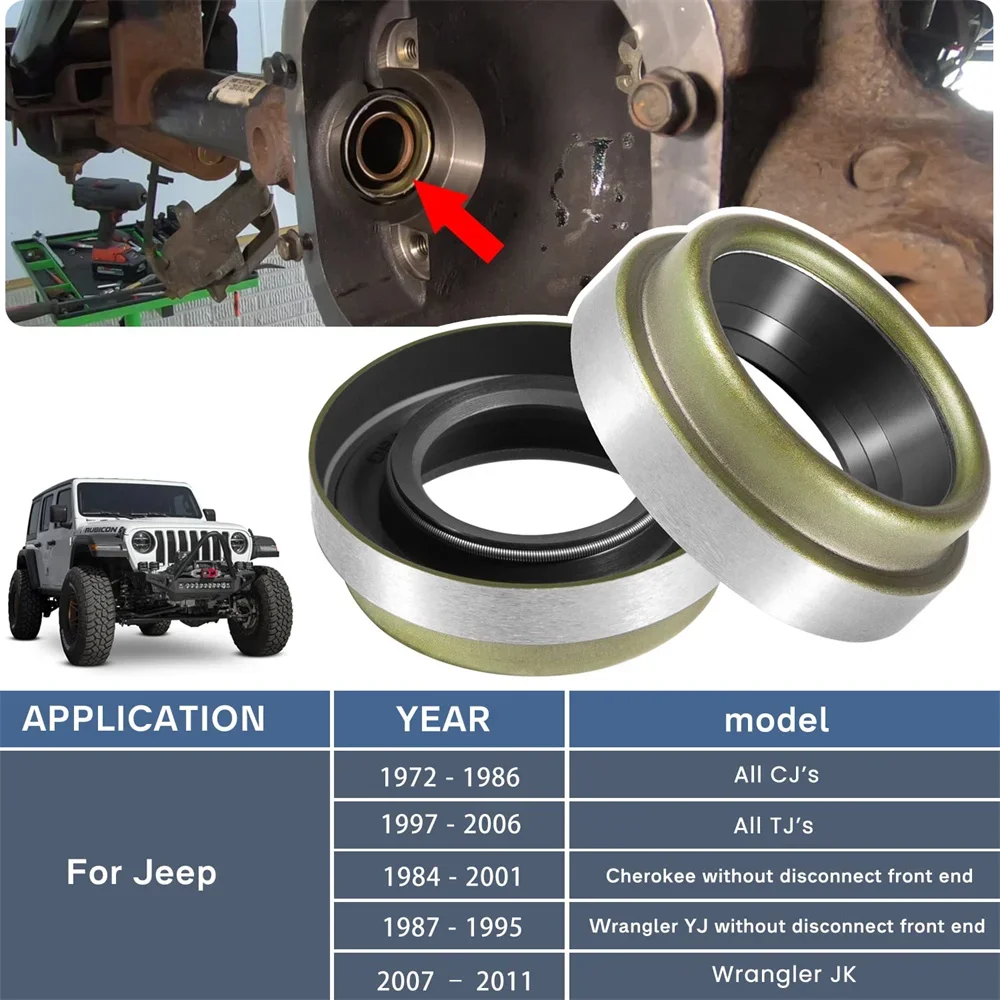 2 Pcs 46470 Oil Seals Fits Dana 30 Inner Axle For Jeep 1972-1986 All CJ's 1997-2006 All TJ's 1984-2001 Cherokee Wrangler YJ JK