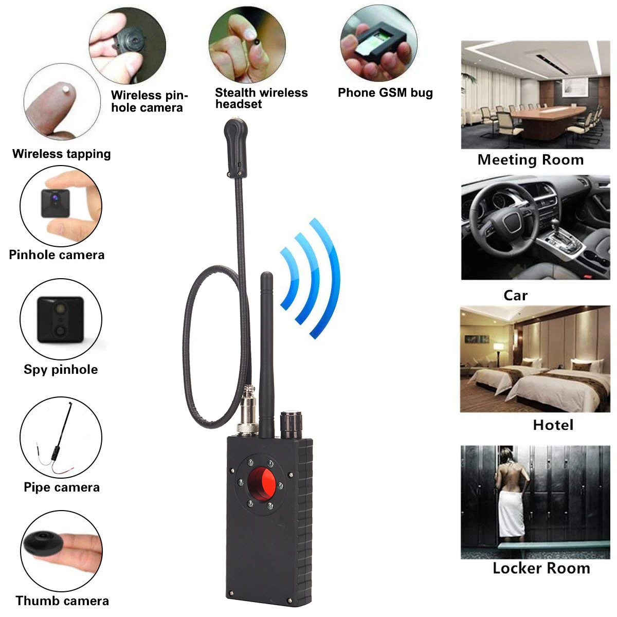 Anti Spy Rf Rilevatore Multifunzione Gsm Dispositivo Di Ascolto Finder Segnale Wifi Gps Segnale Obiettivo Tracker Radar Radio Scanner 2.4Ghz