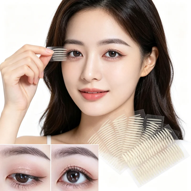 보이지 않는 이중 눈꺼풀 테이프 자체 접착 눈꺼풀 스티커 휴대용 통기성 자연스러운 즉각적인 눈꺼풀 리프트 스트립 아이 메이크업 도구