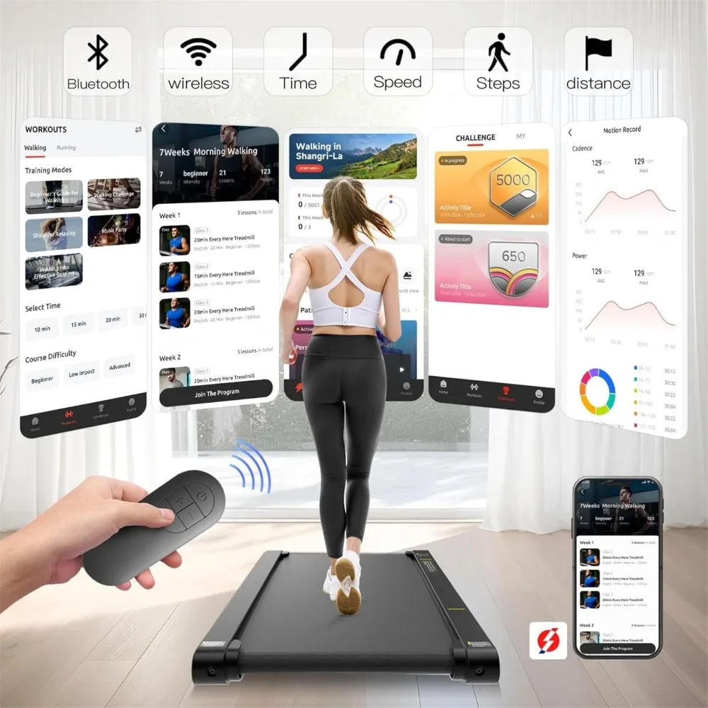 Walking Vibration Pad with APP, 3 in 1 Under Desk Treadmill, 2.5HP Low Noise Walking Treadmill Pad with Remote Control 2