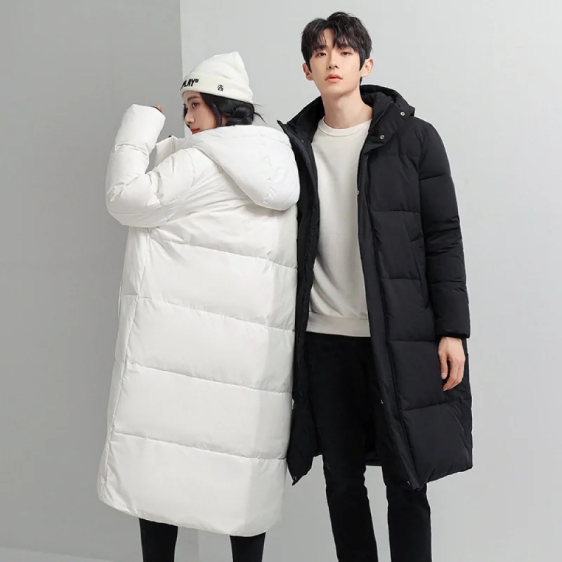 

2023 New down Jacket Men and Women Lovers Three-Quarter Length over the Knee Fashion Trendy Thickening Warm Winter All-Matching