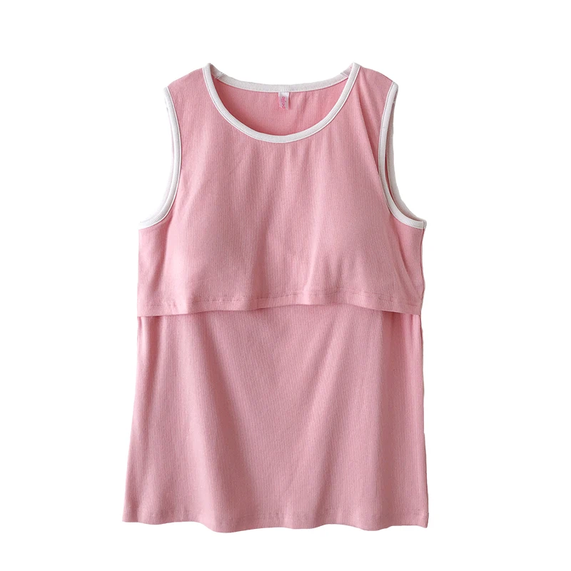 Solid Color All-Season Essential Nursing Tank Top Withe Built-in Brapads 8040B