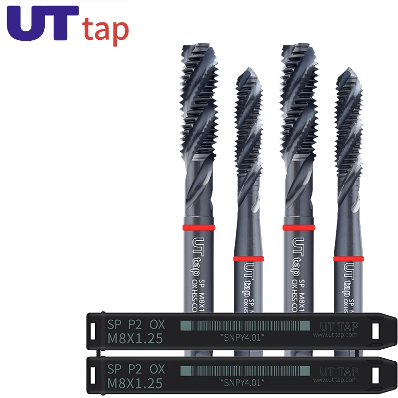 UT TAP HSS-CO JIS 표준 레드 링 OX 코팅 스파이럴 플루트 탭 M2 M2.5 M3 M4 M5 M6 M8 M10 M12 기계 나사산 탭