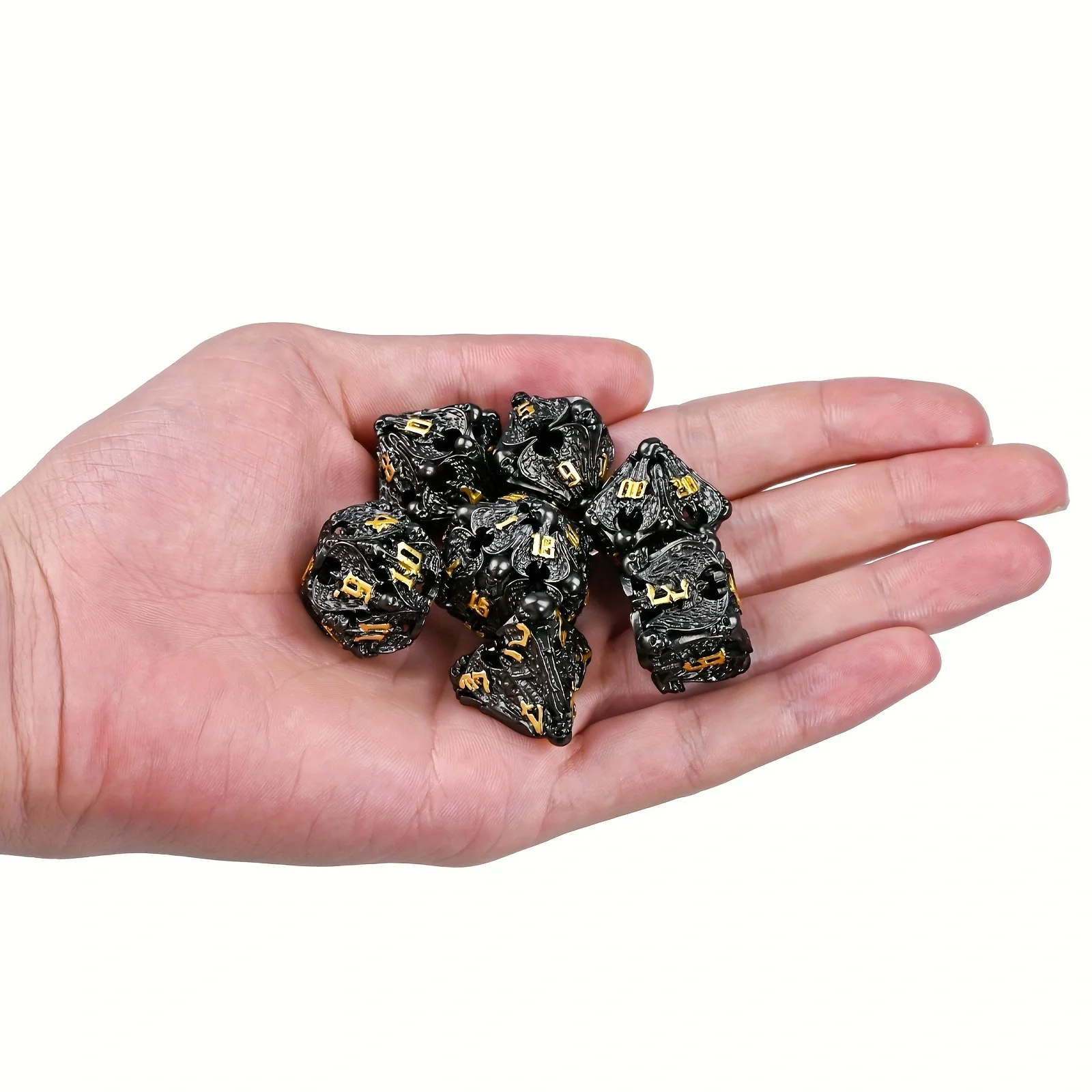 DND Polyhedral Dice Set 7PCS Dice Skull Metal Polyhedral Dice,Gift Suitable for Dungeons & Dragons RPG Game 3