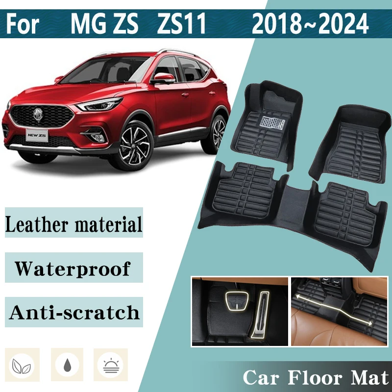 

LHD Car Floor Mats for MG ZS MGZS ZS11 EV ZST 2018~2024 Auto Leather Foot Inner Liner Carpet Pads Custom Rug Car Accessories Mat
