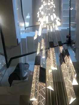 Crystal Pendant Lamp Ndoor Lighting Living Room Ceiling Light LED Hanging Dining Room Pendant Modern Glossy Staircase Chandelier