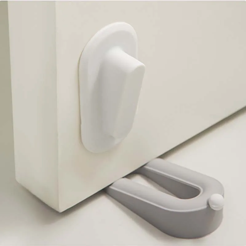 

Door Stopper Glass Door Stopper Card Door Seam Fixed Windproof Anti-collision Silicone Nail Free Buffer Lovely Home Improvement
