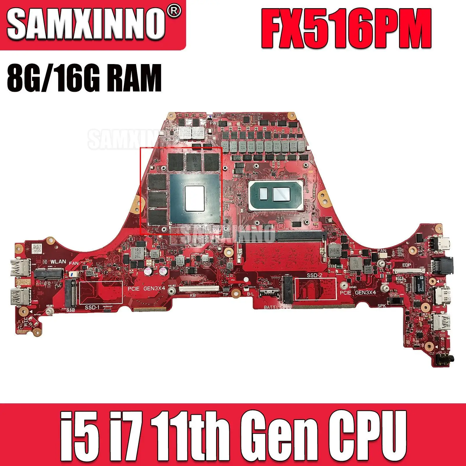 Scheda Madre Fx516Pm Per Asus Tuf Dash F15 Fx516Pm-Hn129T Scheda Madre Del Computer Portatile I5-11300H I7-11370H Cpu 8G 16G Ram Rtx 3060 V6G Gpu