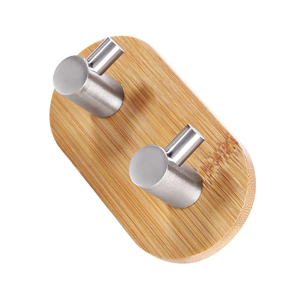 

Creative Wall Hooks Stainless Steel and Bamboo Coat Rack Self-adhesive Traceless