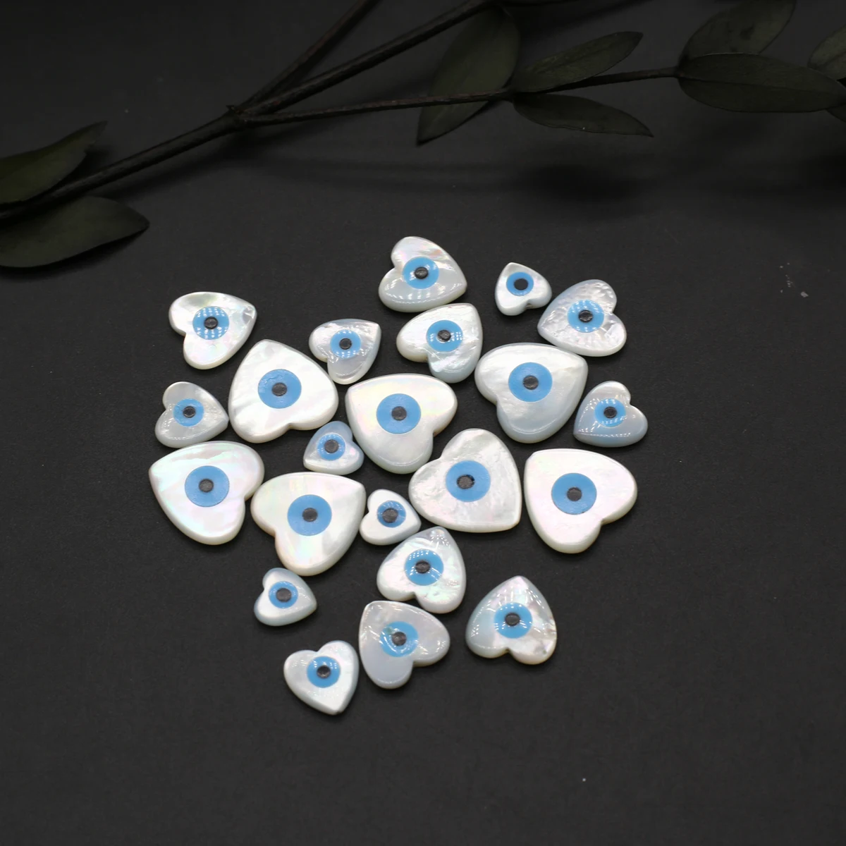 

20Pcs Blue Demon Eyes Beads Natural Shell Evil Eye Heart-shaped Beads Handmade Jewelry Making Bracelet Necklace Charms
