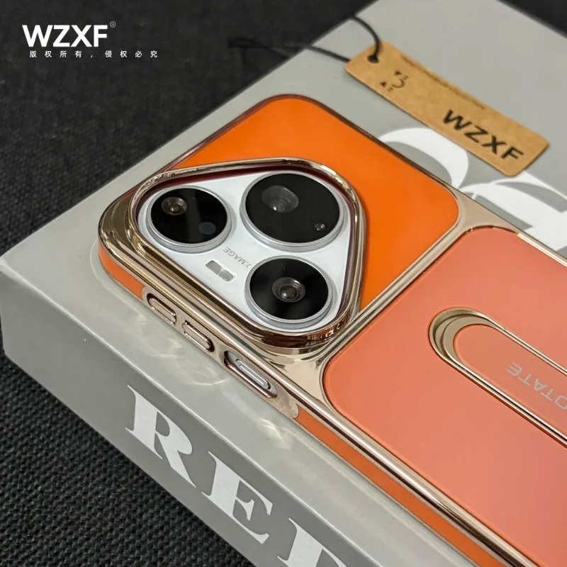 Electroplated PC Frame Lightweight Hard Case with Phone Holder and Non-Slip Design