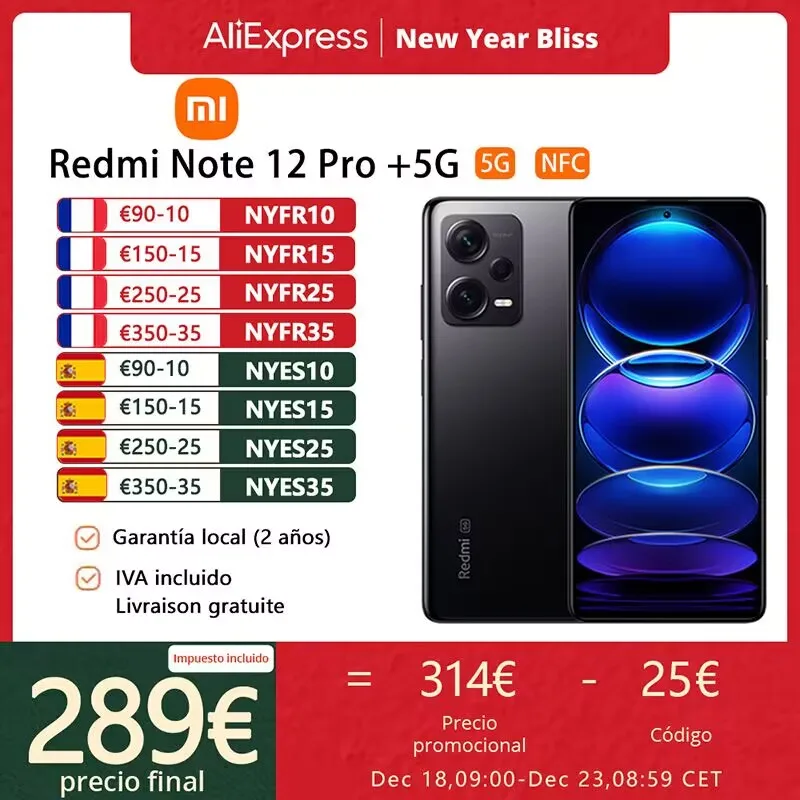 Xiaomi Redmi Note 12 Pro Plus 5G Teléfonos inteligentes，Cámara de 200MP líder con OIS，Carga HyperCharge de 120W，Pantalla AMOLED de 120Hz 6,67″，NFC,Edición Global