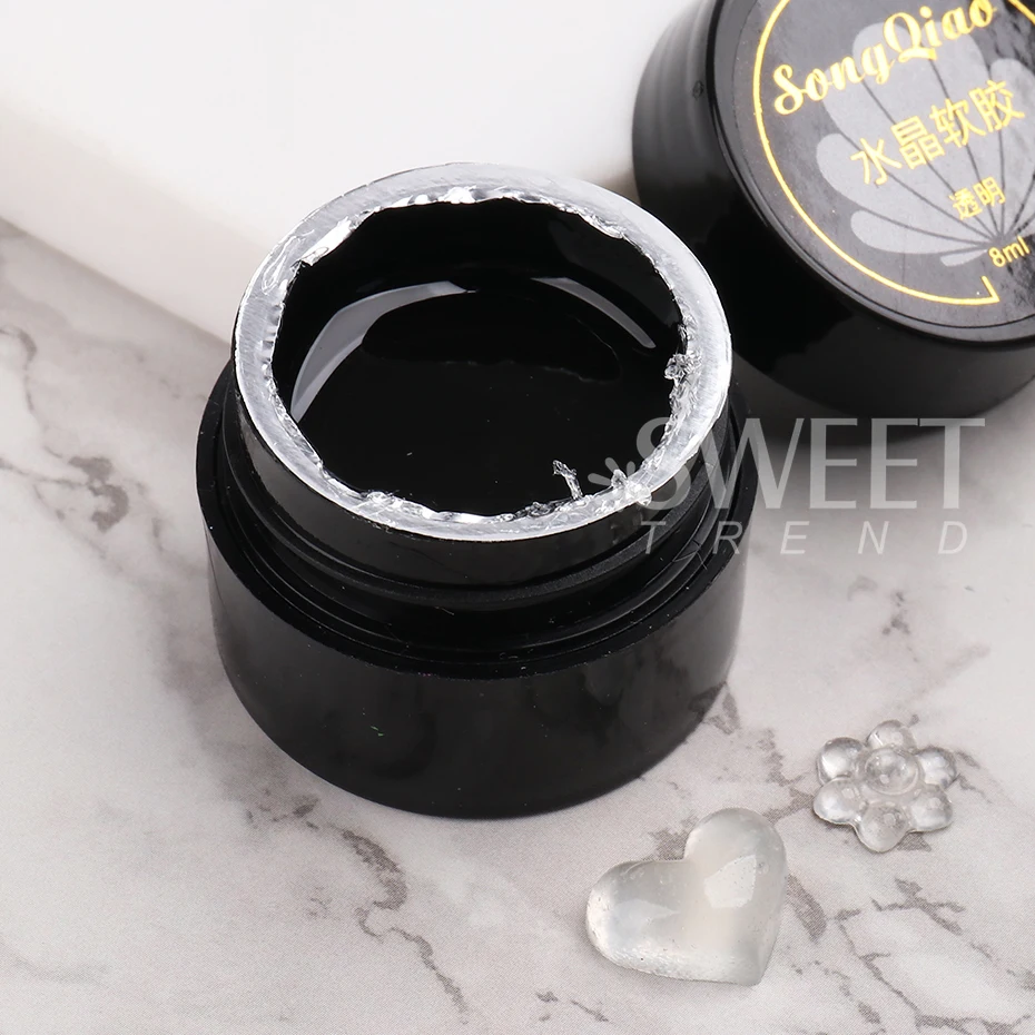 8ml Solid Nail Patch Gel Gummy Adhesive Easy Stick Fake Tips Bond UV Glue Modelling Design With Pusher DIY Manicure Varnish Tool