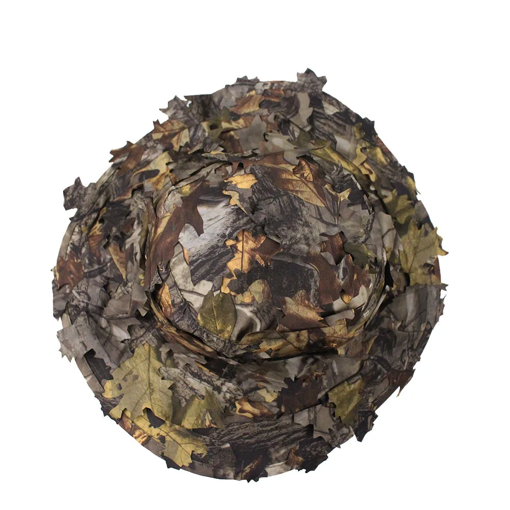 Men's Camouflage Boonie Hats 3D Leaves Camo Tactical Cap Ghillie Caps Hunter Sniper Hats Fishing Sunshade Hunting Accessories hunting accessories