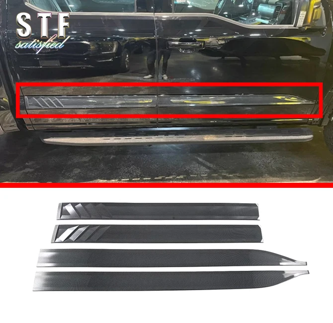 

Carbon Fiber Style Side Door Body Molding Moulding Trim For Ford F-150 F150 2021 2022 Car Accessories Stickers