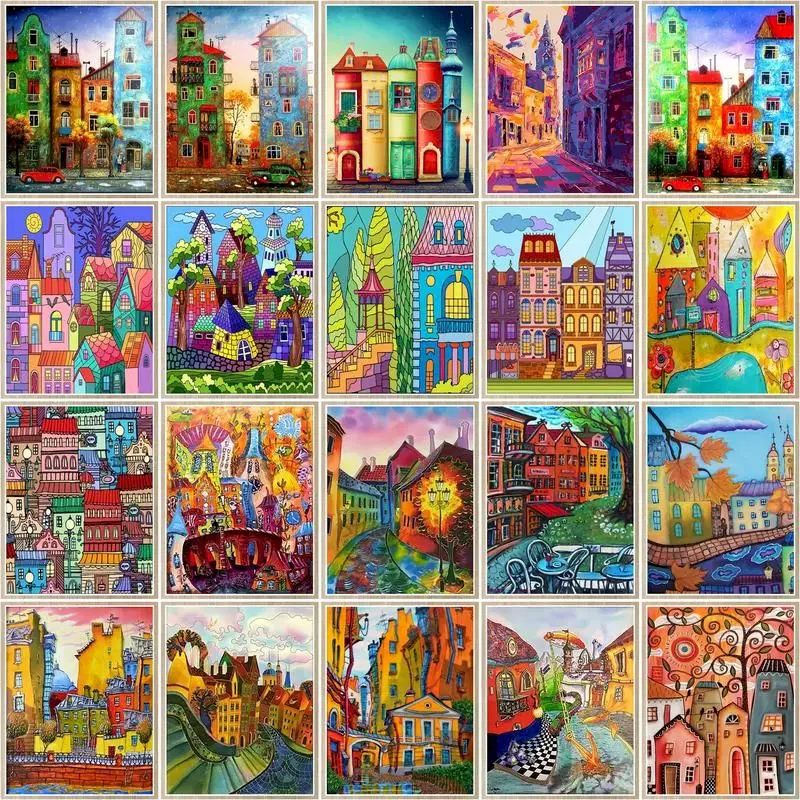 

Картина по номерам «сделай сам» CHENISTORY, мультяшный домик, искусство по номерам, для рисования на холсте, подарок, украшение для дома