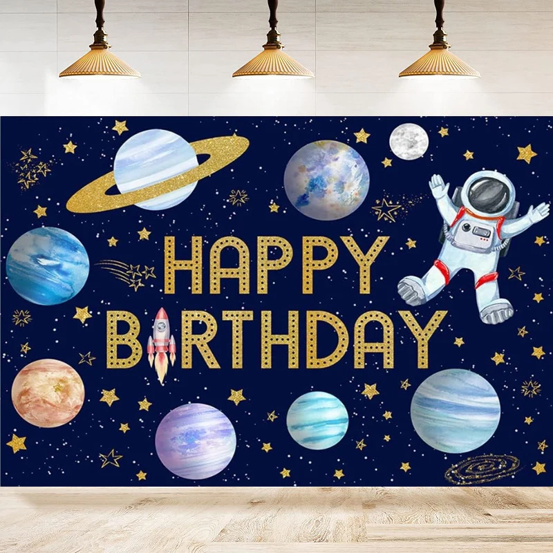 Outer-Space-Happy-Birthday-Photography-Backdrop-Astronaut-Rocket ...