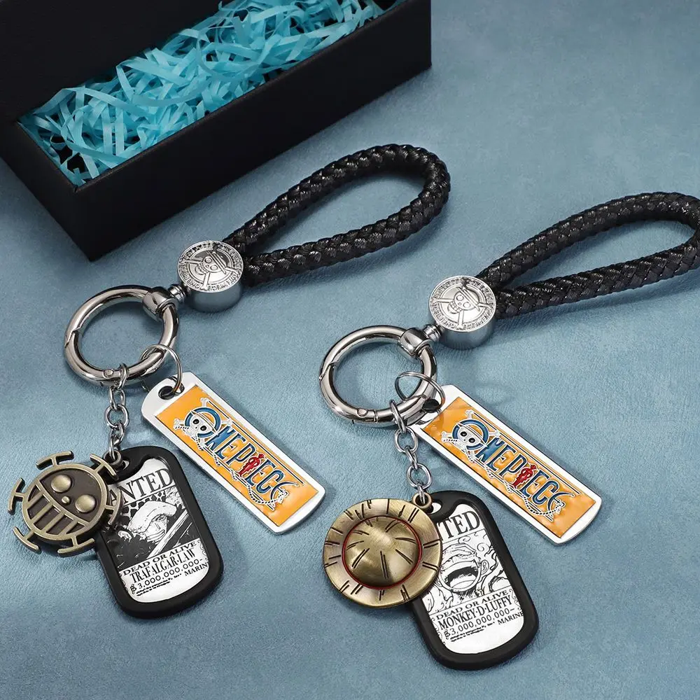 

One Piece Gift Keychain For Car Keys Sets Accessories Anime Luffy Ace Law Dog Tag Keyring Pendant Holder Charm Key Ring Llaveros