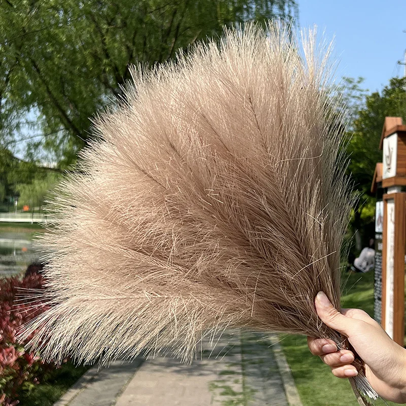 30/15 Faux Pampas Grass 42cm Artificial Pompous Grass Fake Pompass Branch Vase Filler Flower Arrangement for Home/Wedding Decor