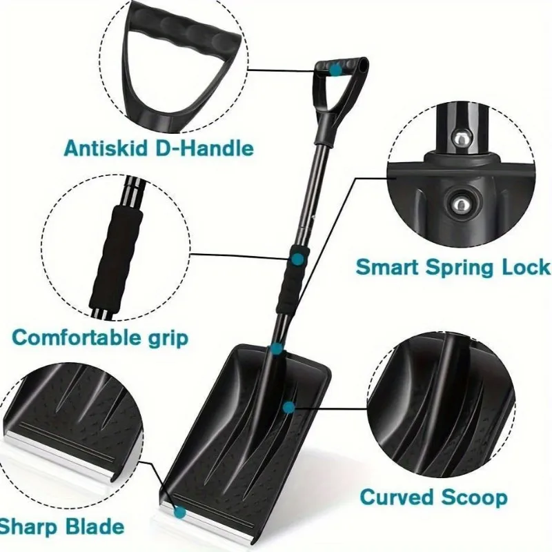 Large-Capacity Lightweight Aluminum Portable Snow Shovel Parent-Child Playing Snow Shovel Shovel for Garden Car Camping snow shovel