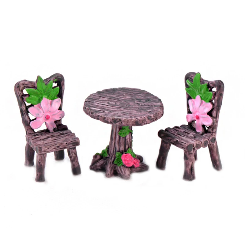 Miniature Resin Table and Chair Decoration Set for Garden Dollhouses Accessories Resin Table and Chair Decoration Set Miniature