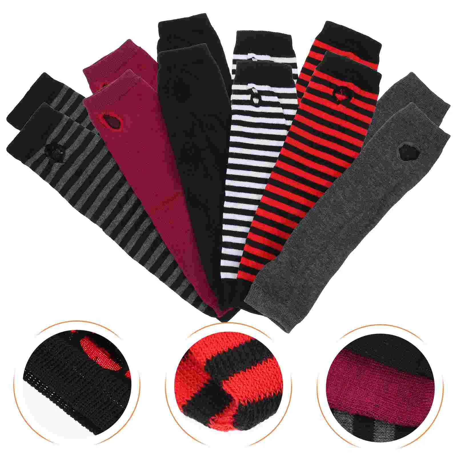 

6 Pairs Warm Arm Sleeves Long Half-Finger Gloves Arm Sleeves Arm Warmers