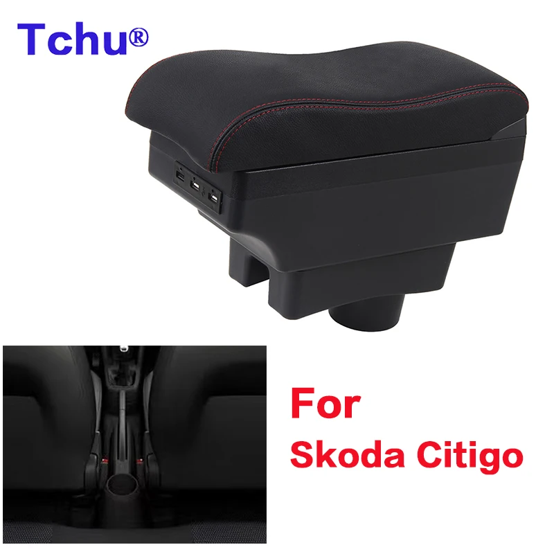 

For Skoda Citigo armrest box For Skoda Citigoᵉ iV car armrest box Internal modification USB charging Ashtray Car Accessories