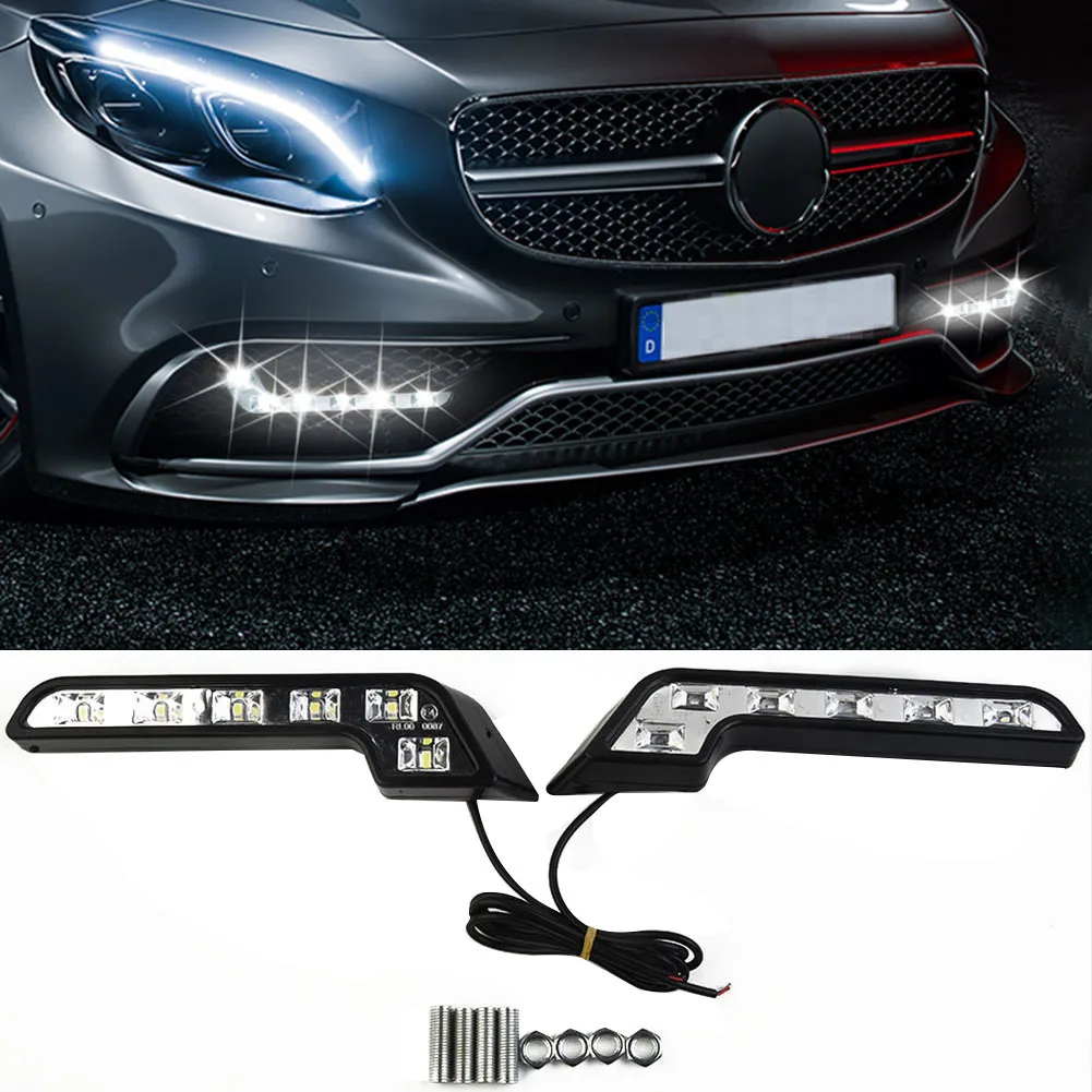 

2pcs 12V L Shaped Strips Driving Lamp Daytime Running Fog Light Car LED Lamp Front Bumper Automobile Decor Lamp Accessories