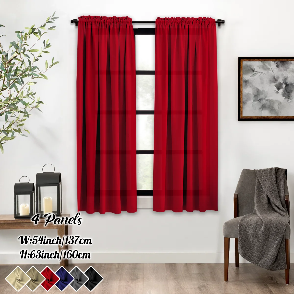 Rod pocket curtains multiple panels