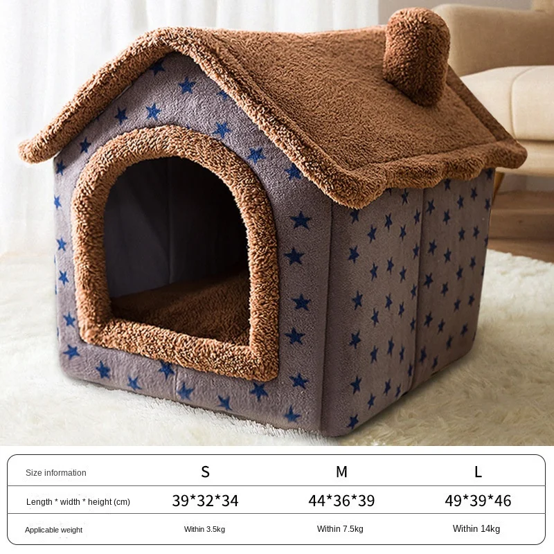 犬と猫のための暖かく保つ折りたたみ式ソファベッド，中小型犬小屋，巣，ペット製品-