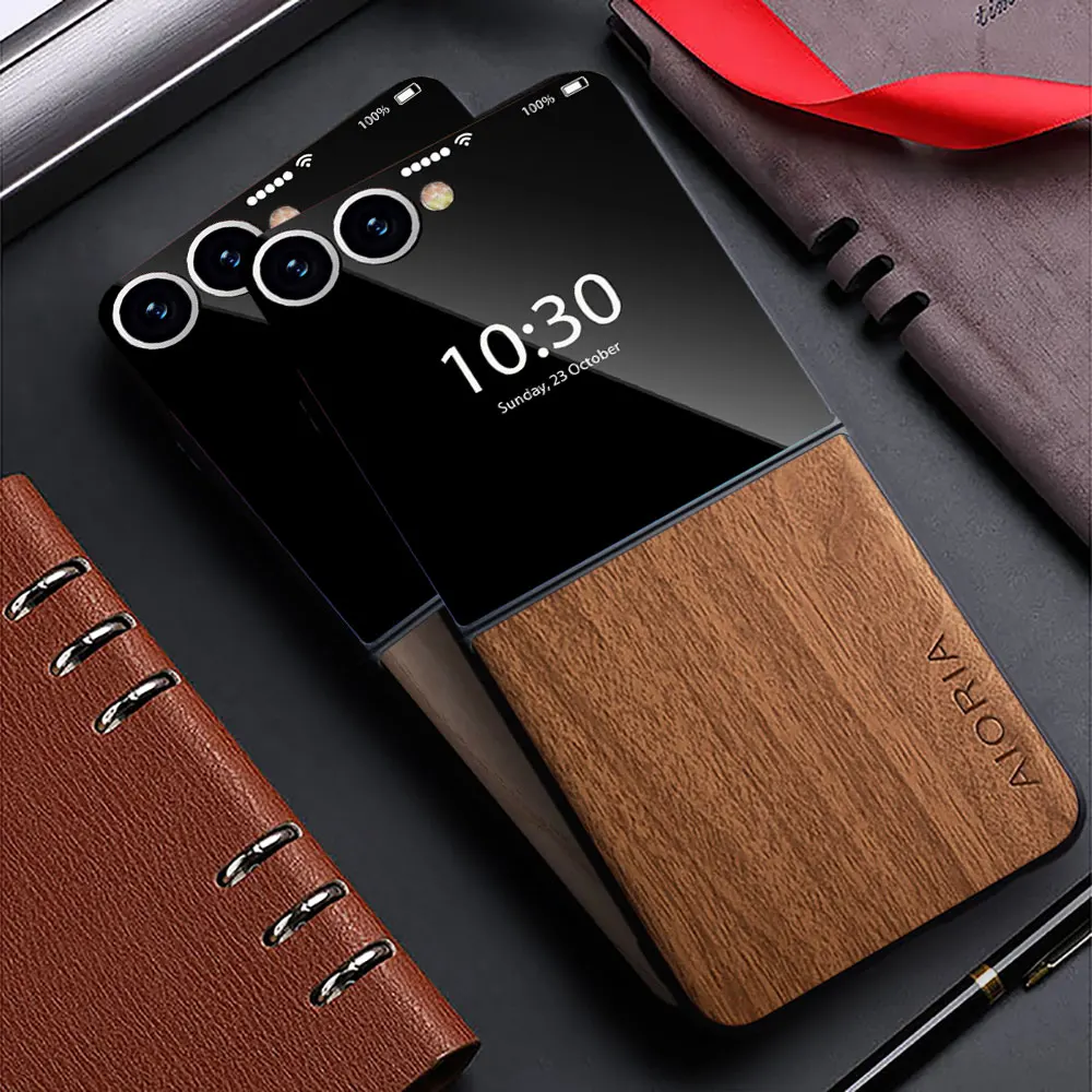 Hülle für Samsung Galaxy Z Flip 7 6 5 4 3 5G Funda Bambusholzmuster Lederhülle für Galaxy Z Flip7 Flip6 Flip3 Flip5 Hülle