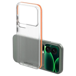 Lereach Corrugated Frosted PC Phone Case - Light and Shadow Prism Anti - Slip Slim Protective Cover for Xiaomi 17 pro (Orange)
