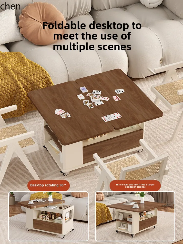 WL removable folding side table coffee table cream wind trolley living room sofa side cabinet
